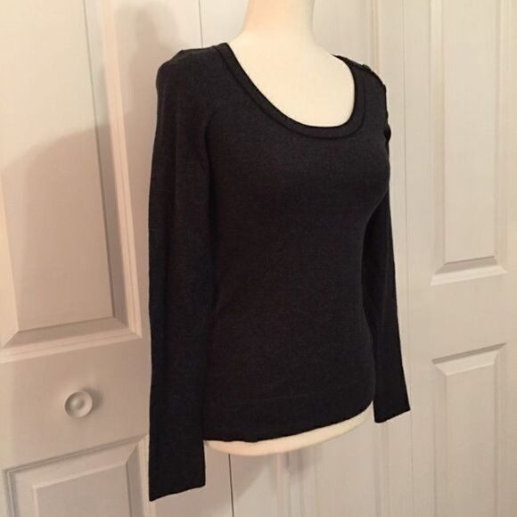Ann Taylor Loft Charcoal Grey Scoop Neck Cotton Blend Sweater Size XS - Picture 3 of 6